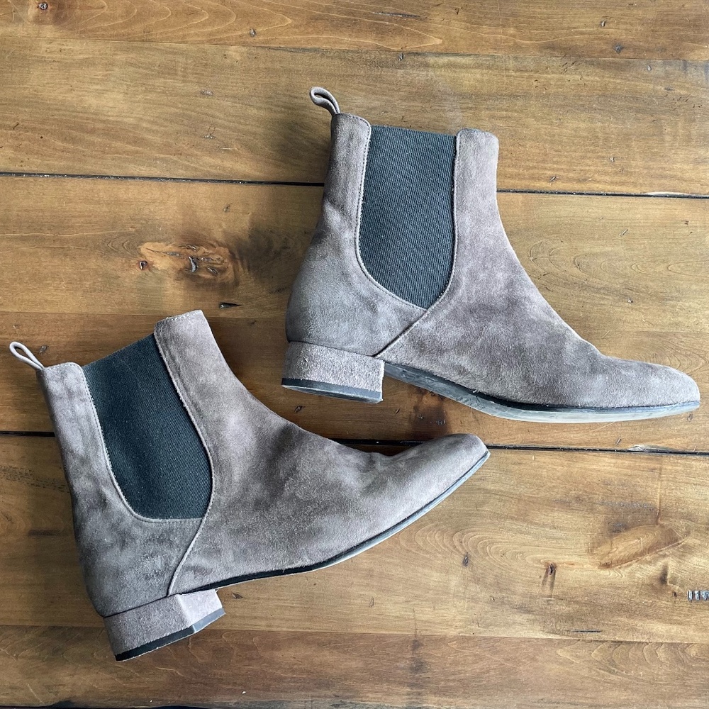 Gray Garnet Hill Suede Chelsea ankle boots